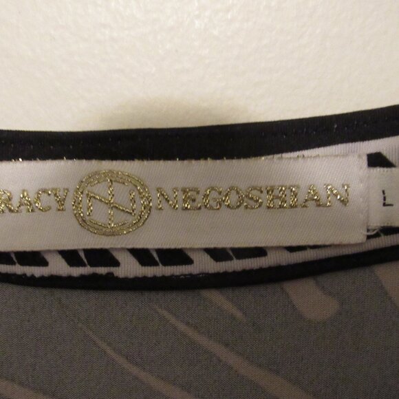 Tracy Negoshian Sheath Dress Women's Large Brown Tiger Print Keyhole Neck - Picture 5 of 6